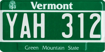 VT license plate YAH312