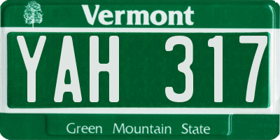 VT license plate YAH317