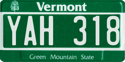 VT license plate YAH318