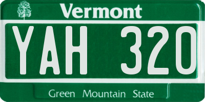 VT license plate YAH320