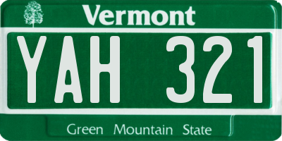 VT license plate YAH321