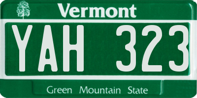 VT license plate YAH323