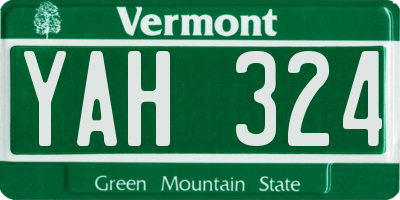 VT license plate YAH324