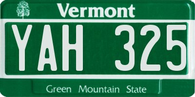 VT license plate YAH325
