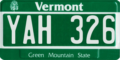 VT license plate YAH326