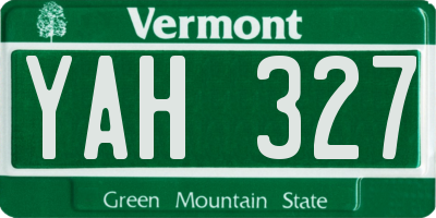 VT license plate YAH327