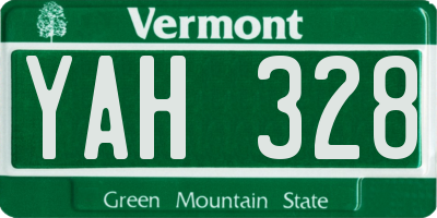 VT license plate YAH328