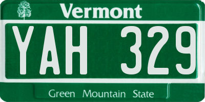 VT license plate YAH329