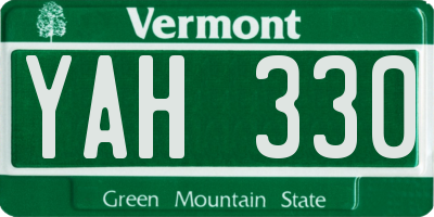 VT license plate YAH330