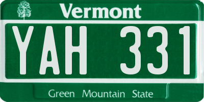 VT license plate YAH331