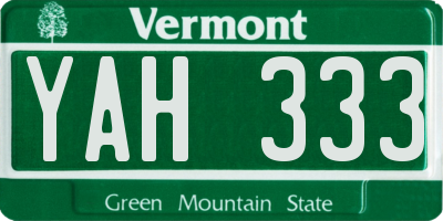 VT license plate YAH333