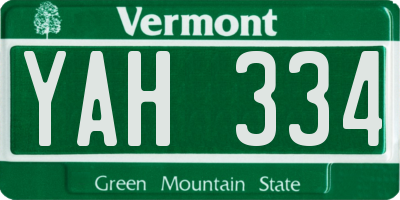 VT license plate YAH334