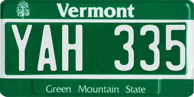 VT license plate YAH335