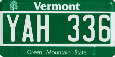VT license plate YAH336