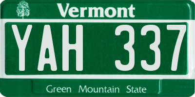 VT license plate YAH337