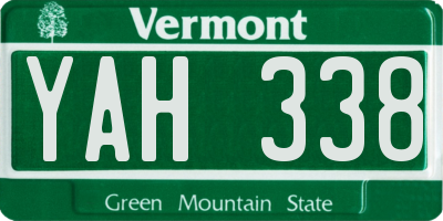VT license plate YAH338