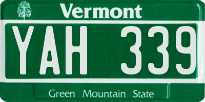 VT license plate YAH339