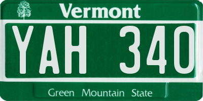 VT license plate YAH340