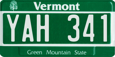 VT license plate YAH341