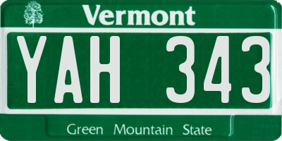 VT license plate YAH343
