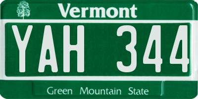 VT license plate YAH344