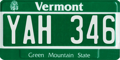 VT license plate YAH346