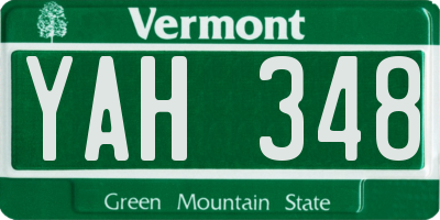 VT license plate YAH348