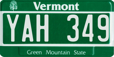 VT license plate YAH349
