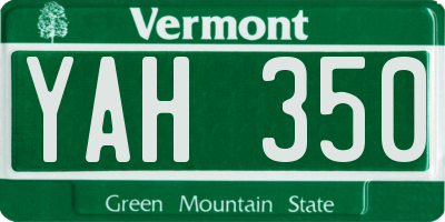 VT license plate YAH350