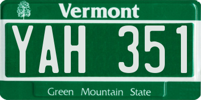 VT license plate YAH351