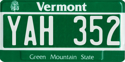 VT license plate YAH352