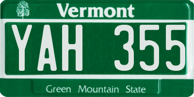 VT license plate YAH355