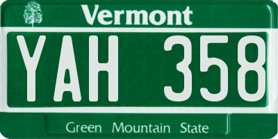 VT license plate YAH358