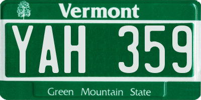 VT license plate YAH359