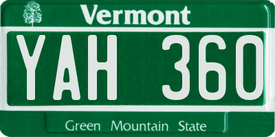 VT license plate YAH360