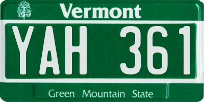 VT license plate YAH361