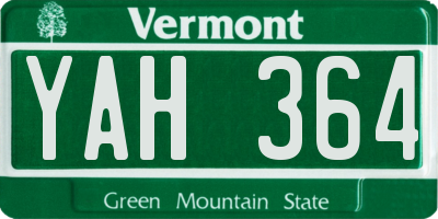 VT license plate YAH364