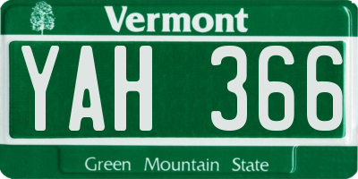 VT license plate YAH366