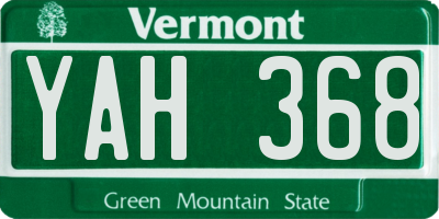 VT license plate YAH368