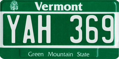 VT license plate YAH369