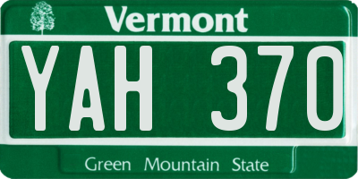 VT license plate YAH370