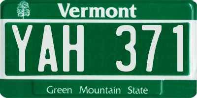 VT license plate YAH371