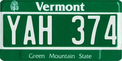 VT license plate YAH374