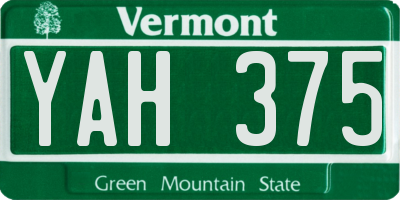 VT license plate YAH375