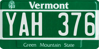 VT license plate YAH376