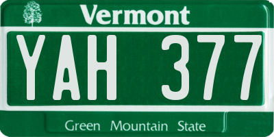 VT license plate YAH377