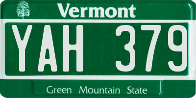 VT license plate YAH379