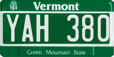 VT license plate YAH380