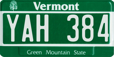 VT license plate YAH384