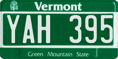 VT license plate YAH395